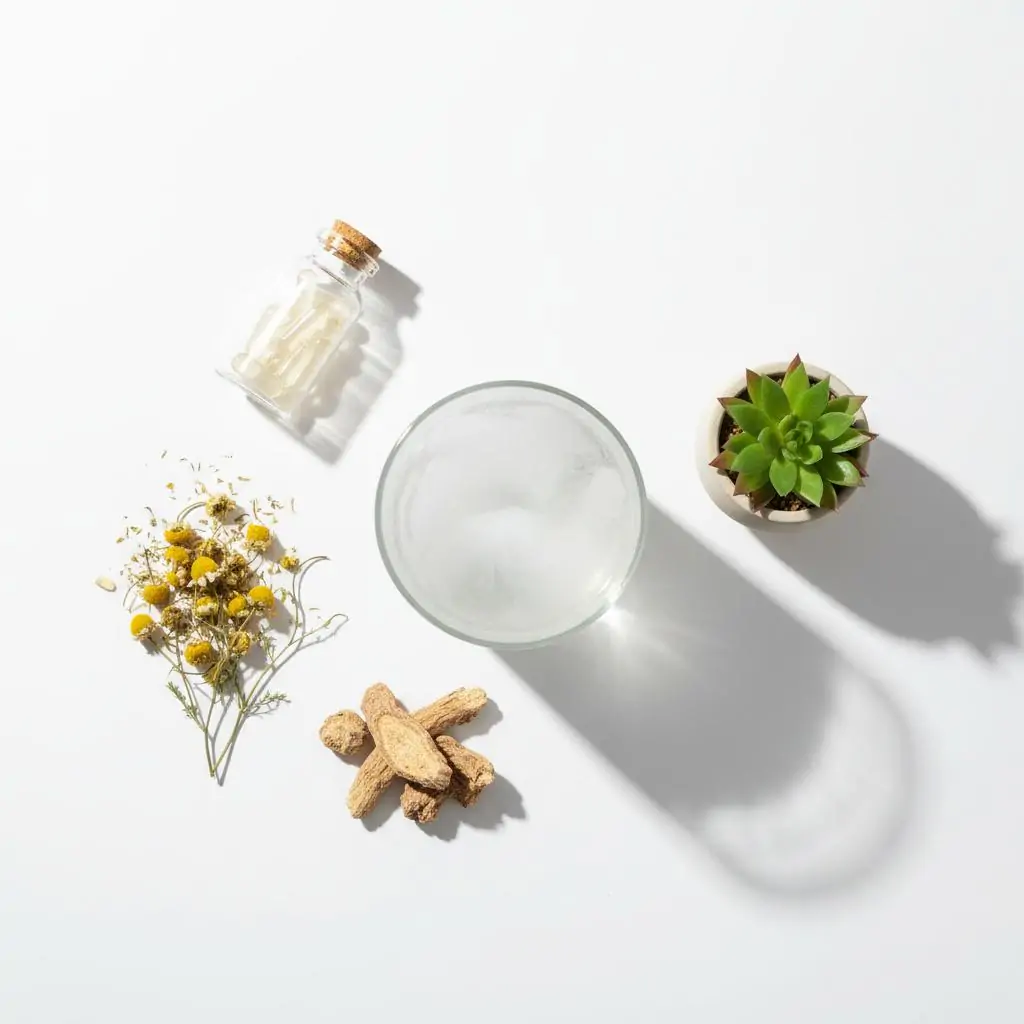 Femme sereine dans un environnement naturel — anti-stress naturel et plantes adaptogènes