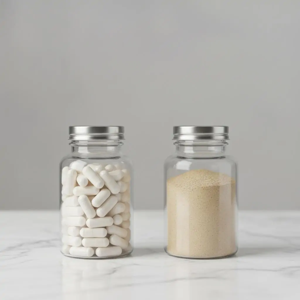 Association magnésium et ashwagandha sur une surface naturelle — compléments anti-stress